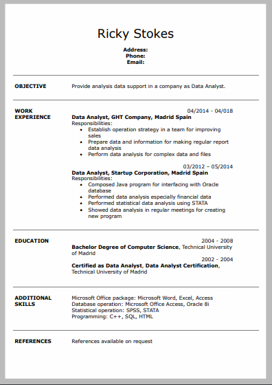Resume Format PDF