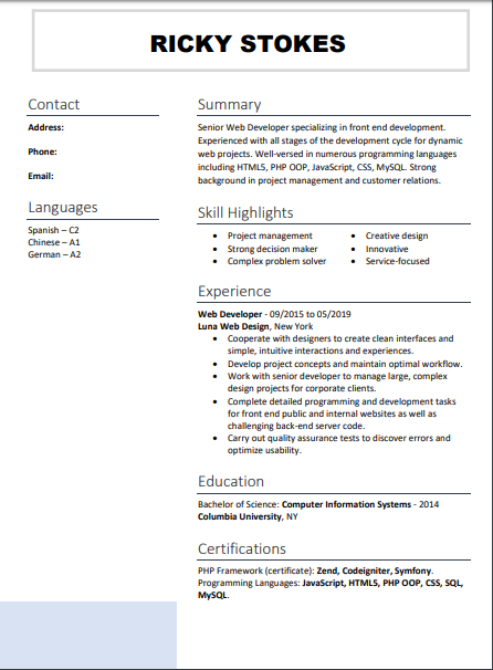 best resume format