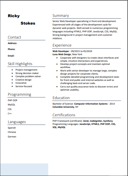 how to write professional resume