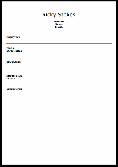 blank resume pdf