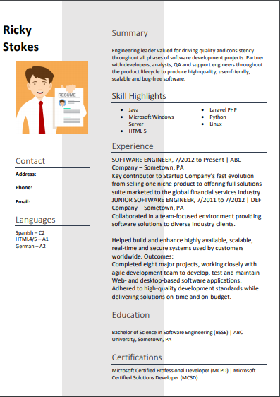 software engineer resume examples