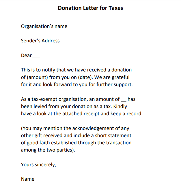 letter asking for donations