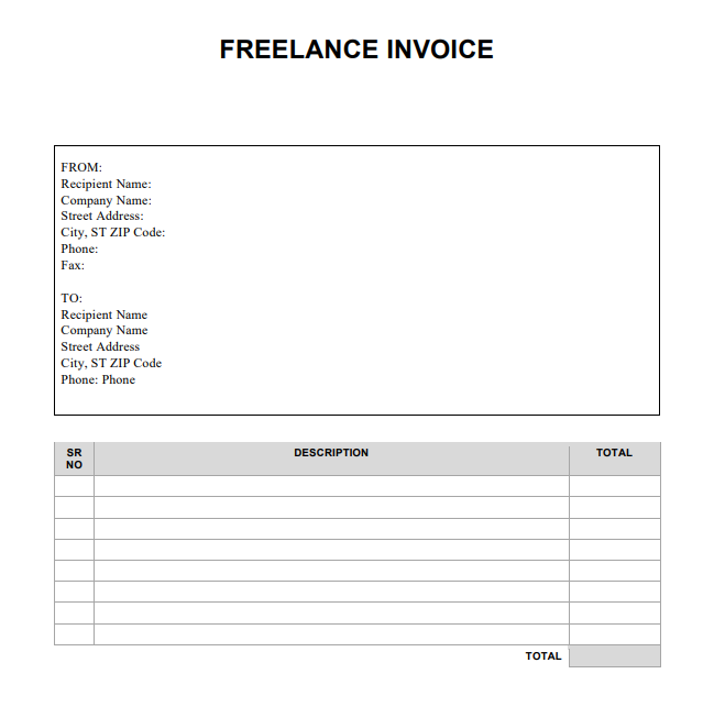 freelance writer invoice template