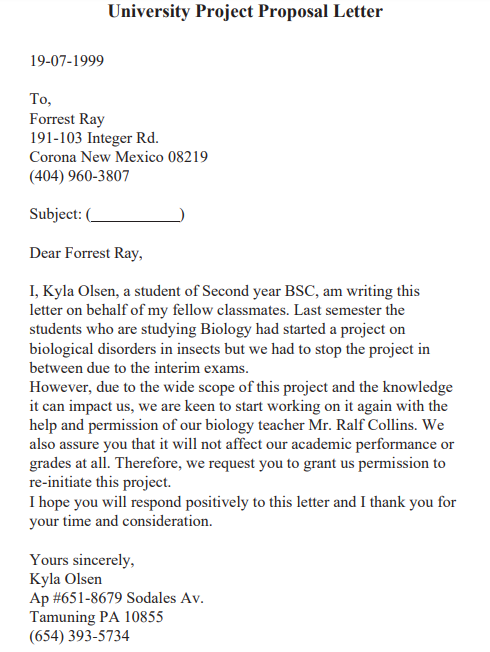 business proposal letter example