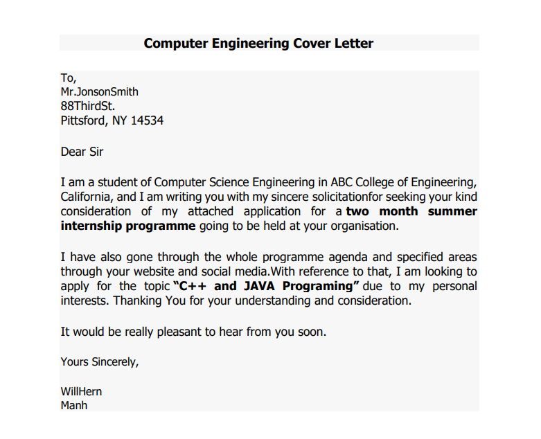 cover letter for mechanical engineer