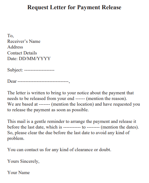 letter requesting payment outstanding balance