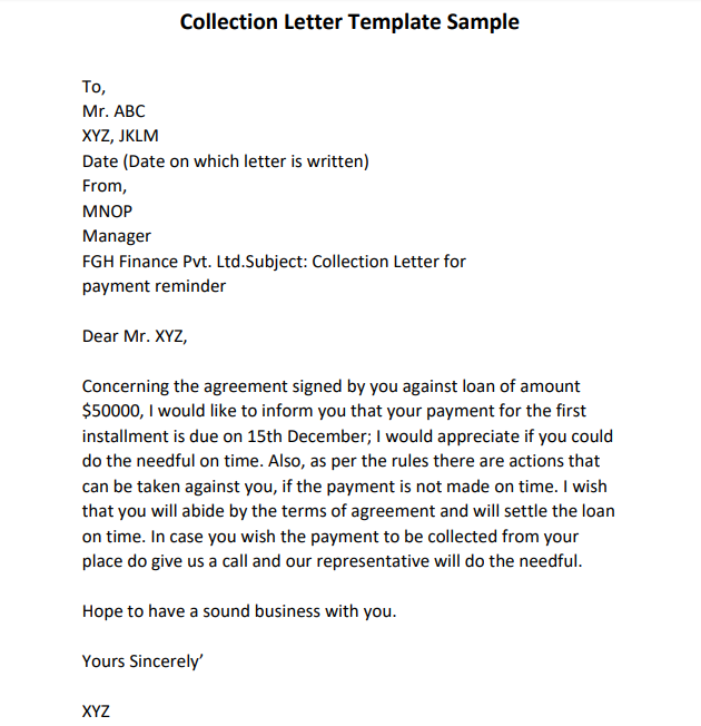 collection letter template