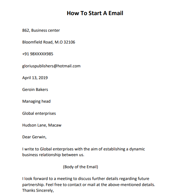 how to start a professional email
