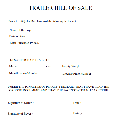 bill of sale for car