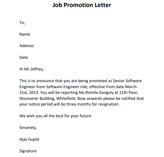 promotion letter format