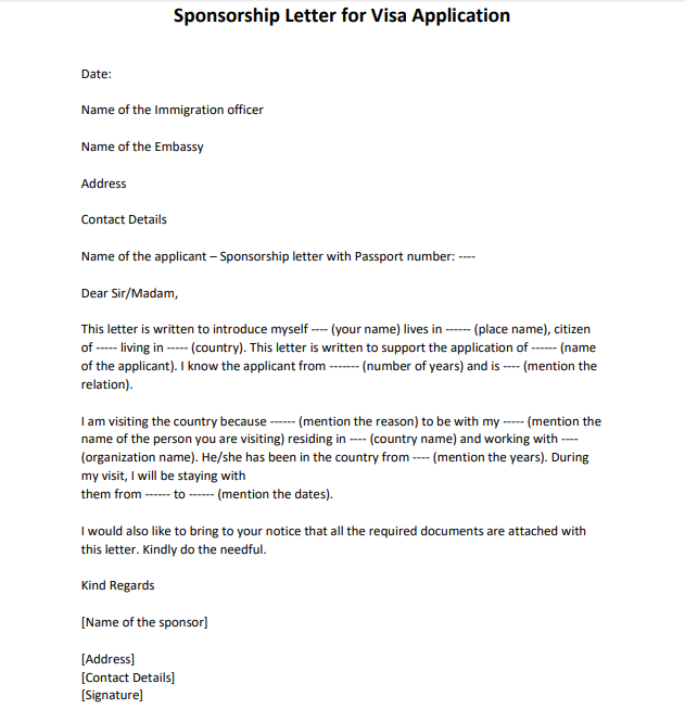how to write sponsorship letter to embassy