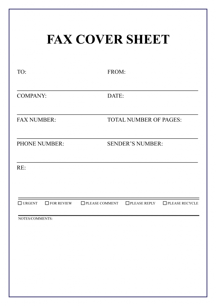 fax cover page